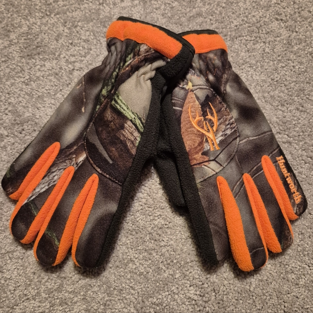 ❤️‍🔥 Huntworth Boys M Camo Orange Insulated Winter Gloves